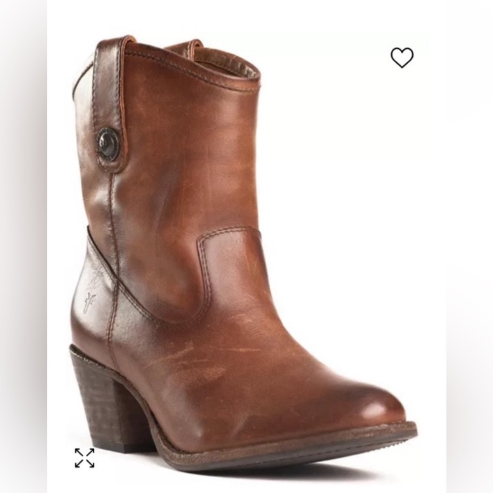 Frye Jackie button western brown leather ankle boots
